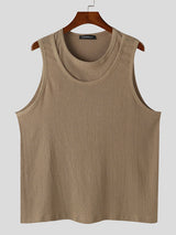 Mens Solid Color Layered Look Sleeveless Tank SKUK68787