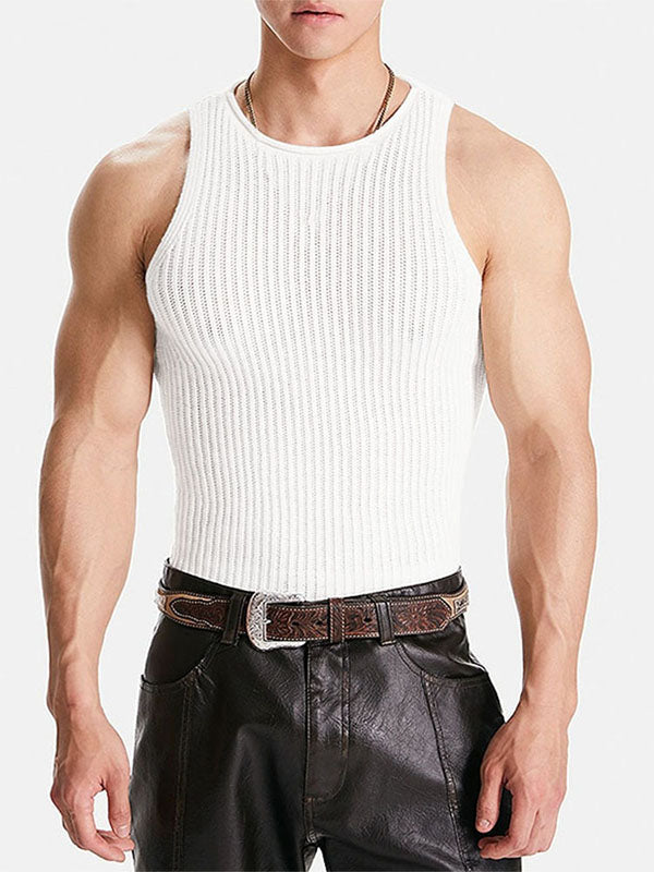 Mens Minimalist Hollow-Out Sleeveless Tank SKUK93629