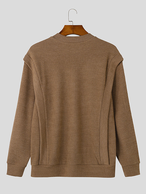 Mens Solid Crew Neck Knit Pullover Sweater SKUK28524