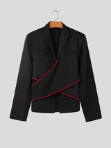 Mens Cross-Design Color-Blocked Long Sleeve Blazer SKUK93612