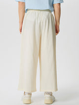 Mens Solid Pleated Cotton Wide Leg Pants SKUK32728