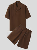 Mens Solid Short Sleeve Two Pieces Outfits SKUK61601