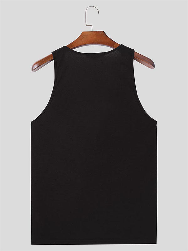 Mens Cross Design Solid Color Sleeveless Tank SKUK72781