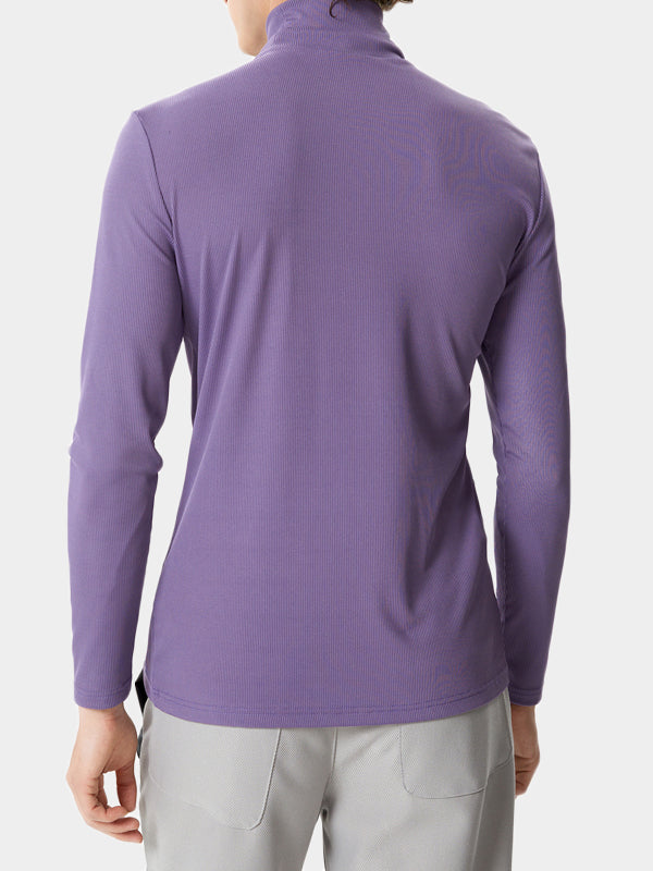 Mens Straps Design Half-Collar Long Sleeve T-Shirt SKUK53007