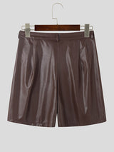 Mens Loose-Fit Leather Casual Short SKUK74707