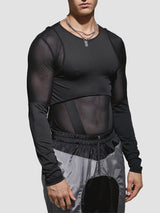 Mens Mesh Patchwork See Through Deconstruction Bodysuit SKUK34590