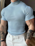 Mens Stripes Solid Color Short Sleeve T-Shirt SKUK65163