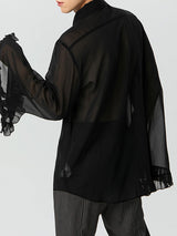 Mens Chiffon See Through Ruffle Sleeve Shirt SKUK26572