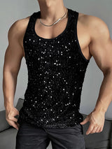 Mens Sequined Crew Neck Sleeveless Vest SKUK45287