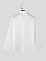 Mens Chiffon Pleated Sheer Long Sleeve Shirt SKUK64523