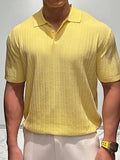 Mens Solid Textured Short Sleeve Golf Shirt SKUK58634