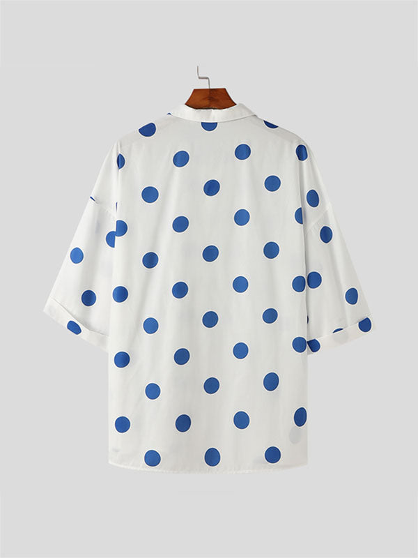 Mens Polka Dot Print Five Sleeve Shirt SKUK74701