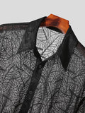 Mens Leaf Pattern Lace See Through Shirt SKUK23397