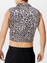 Mens Leopard Print Straps Sleeveless Crop Tops SKUK58193