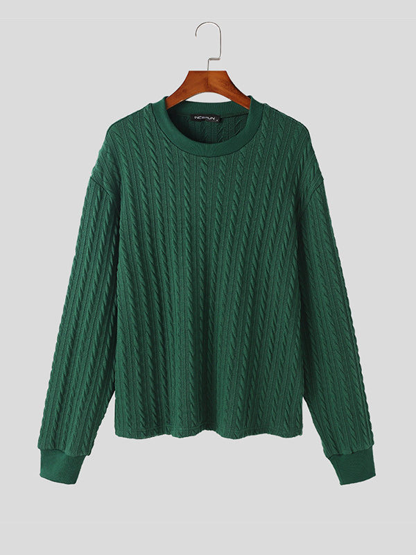 Mens Cable Knit Solid Casual Pullover Sweater SKUK39978