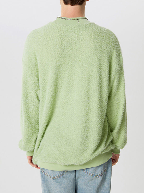 Mens Minimalist Solid Color Textured Pullover Sweater SKUK75065