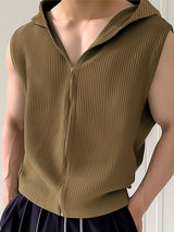 Mens Waffle Knit Zip Front Hooded Waistcoat SKUK48908