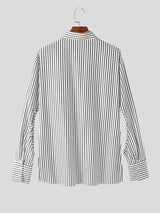 Mens Striped Cutout High-Low Hem Shirt SKUK51720