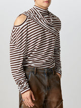 Mens Hollow-Out Striped Long-Sleeve T-Shirt SKUK85766