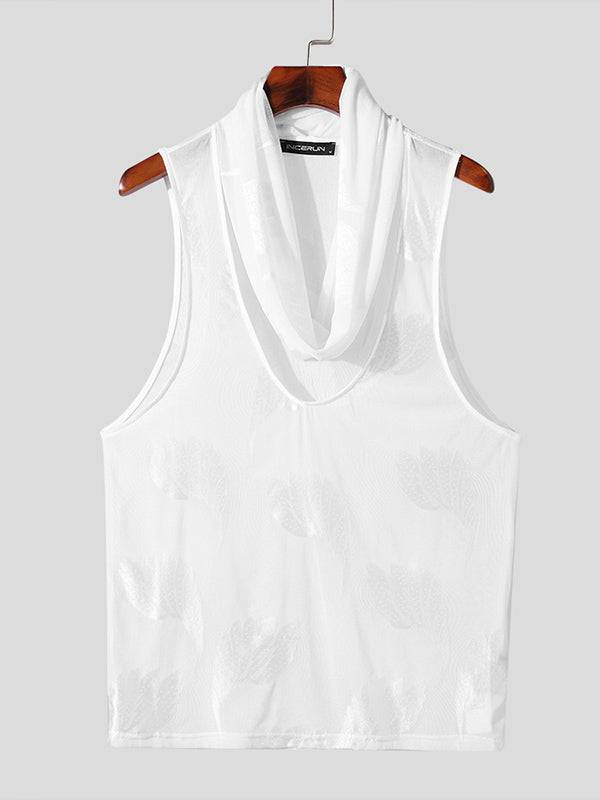 Mens Fashion Lace Dual-Collar U-Neck Tank SKUK64019