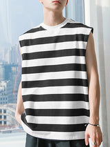 Mens Striped Crew Neck Casual Sleeveless Vest SKUK57162