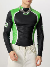 Mens Slim-Fit Contrast Long-Sleeve Bodysuit SKUK81206