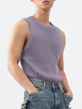 Mens Solid Knit Crew Neck Sleeveless Vest SKUK55802