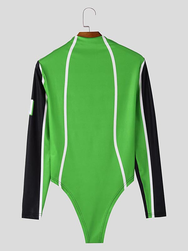 Mens Slim-Fit Contrast Long-Sleeve Bodysuit SKUK81206