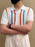 Mens Colorful Striped Short Sleeve Golf Shirt SKUK06266