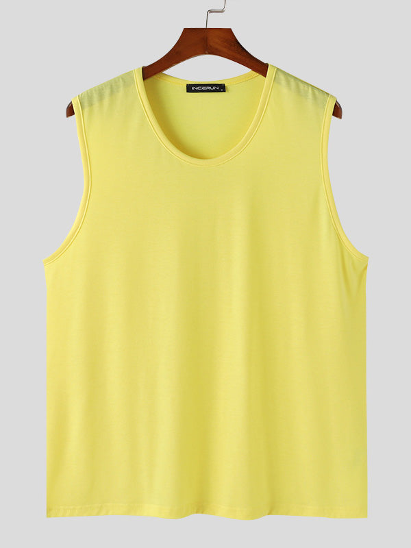 Mens Loose Fit Crew Neck Sleeveless Tank SKUK63597