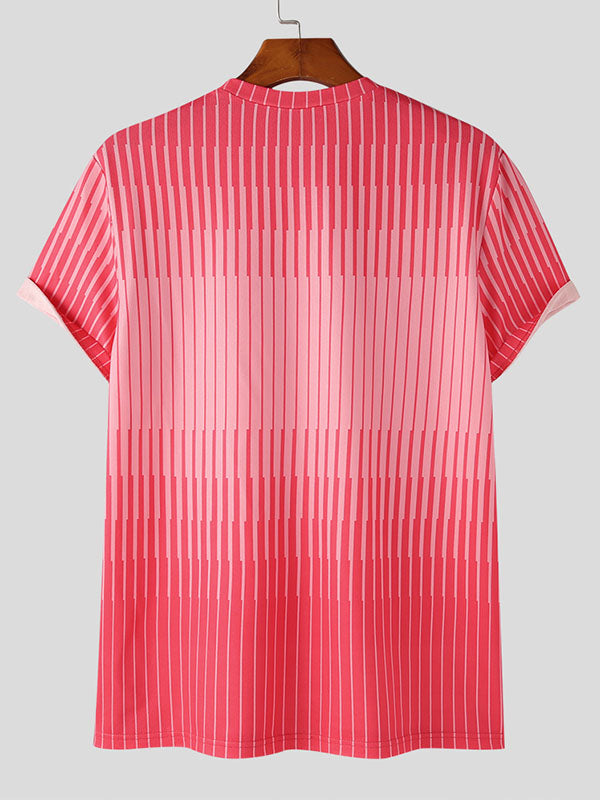 Mens Heart Striped Print Short Sleeve T-Shirt SKUK09540