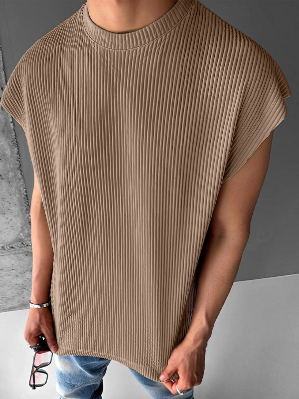 Mens Striped Textured Crew Neck Tank SKUK76227