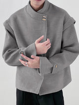 Mens Metal Button Detail Solid Color Long-Sleeve Jacket SKUK72495