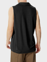 Mens Solid Lapel Knit Sleeveless Vest SKUK40550