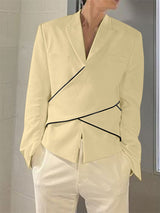 Mens Cross-Design Color-Blocked Long Sleeve Blazer SKUK93612