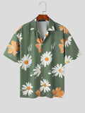 Mens Chrysanthemum Print Short Sleeve Casual Shirt SKUK62577
