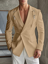 Mens Solid Color Slim-Fit Long-Sleeve Casual Blazer SKUK94140