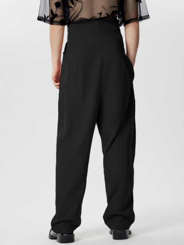 Mens Solid High Waist Wide-Legged Pants SKUK52863