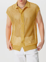 Mens Solid Mesh See Through Casual Shirt SKUK55783