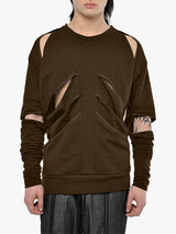 Mens Cut-Out Design Long-Sleeve Hoodie SKUK85790