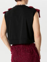 Mens Fleece Patchwork Sleeveless Crop Top SKUK44954