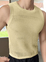 Mens Mesh Knit Crew Neck Sleeveless Vest SKUK32386