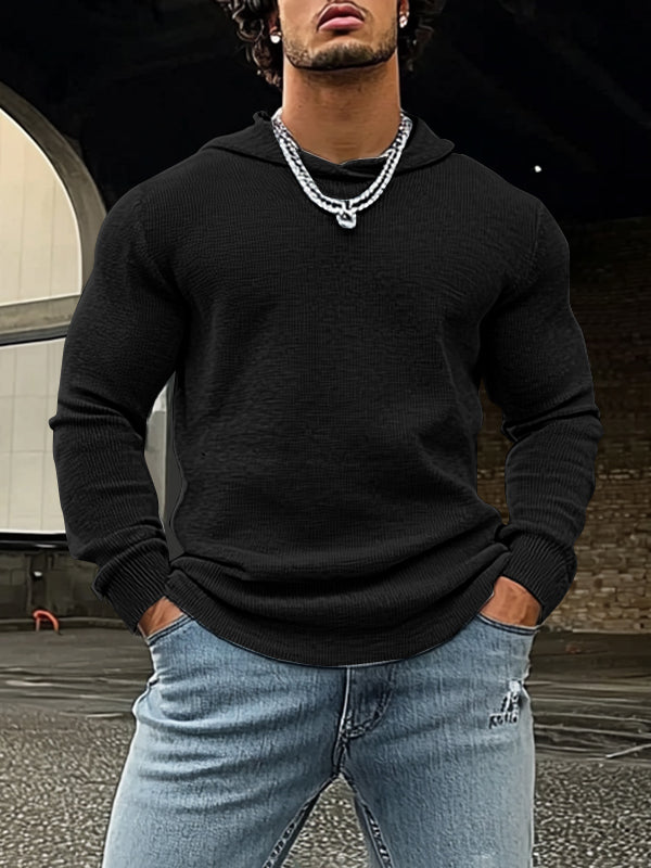 Mens Waffle Knit Long-Sleeve Hoodie SKUK82193