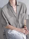 Mens Solid Short Sleeve Casual Shirt SKUK63643