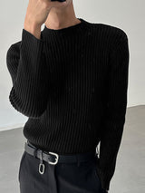 Mens Solid Rib-Knit Long Sleeve Sweater SKUK33374