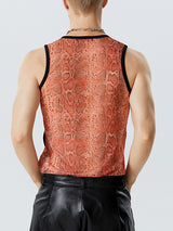 Mens Snake Pattern Cutout Mesh Sleeveless Vest SKUK11281