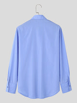 Mens Striped Concealed Placket Long Sleeve Shirt SKUK41759