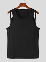 Mens Solid Rib-Knit Cutout Sleeveless Vest SKUK35351