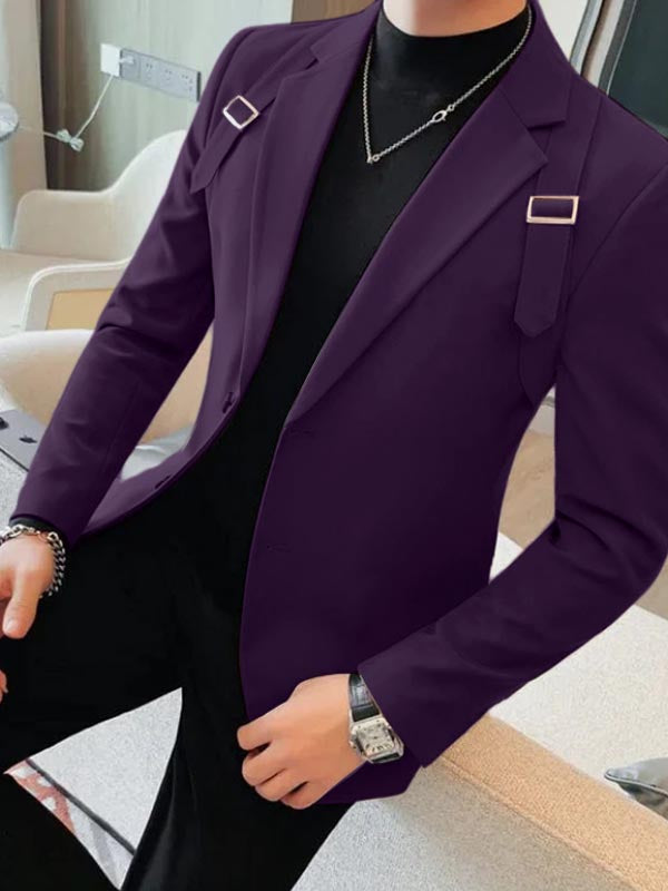 Mens Solid Color Casual Long-Sleeve Blazer SKUK81458