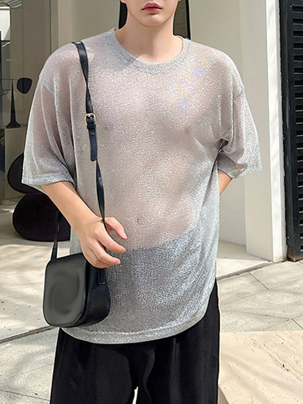 Mens Glitter Mesh See Through T-Shirt SKUK19635